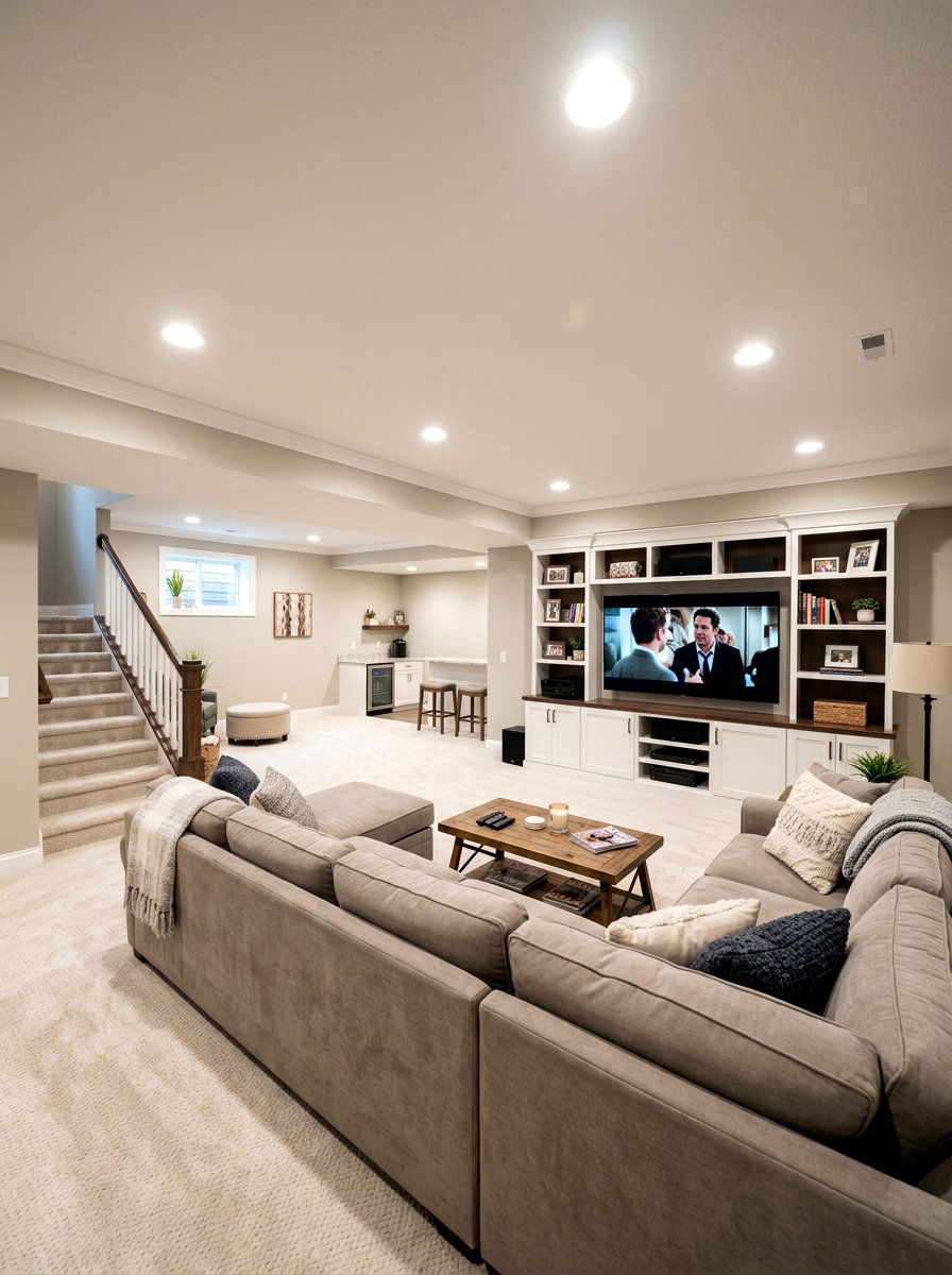Greige Finished Basement - 30 greige room ideas
