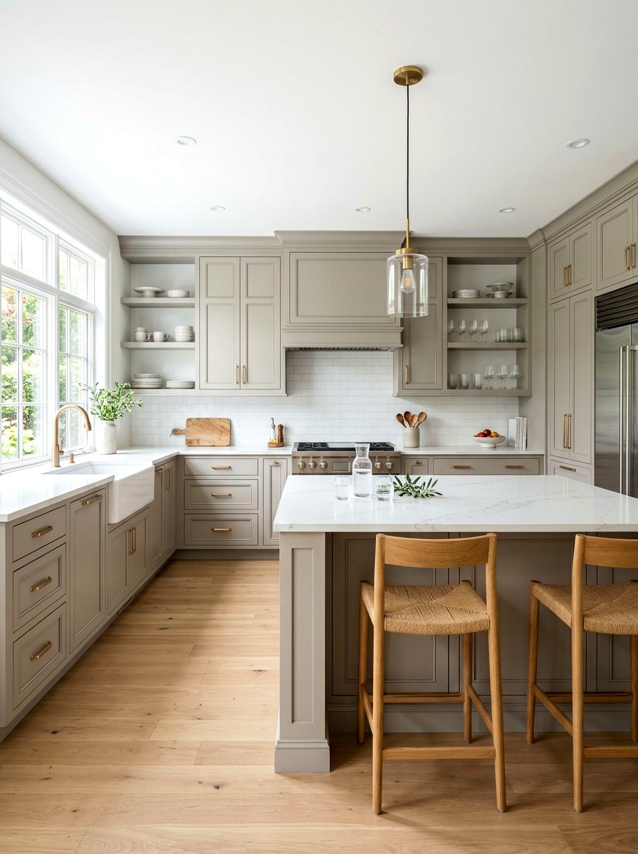 Greige Kitchen Cabinets - 30 painted kitchen cabinet ideas