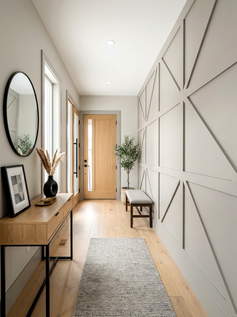Greige Modern Entryway Molding - 30 trim drenched foyer ideas