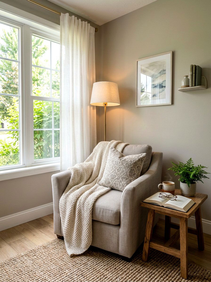 Greige Reading Nook - 30 greige room ideas