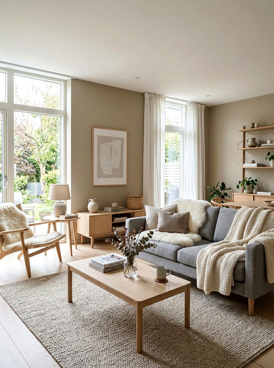 Greige Scandinavian Living Area - 30 greige room ideas