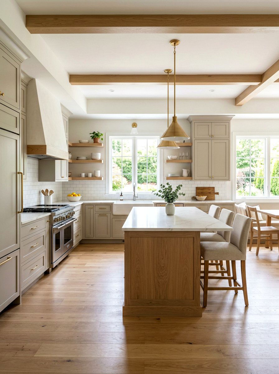 Greige and White Oak Kitchen - 30 stained and painted kitchen ideas