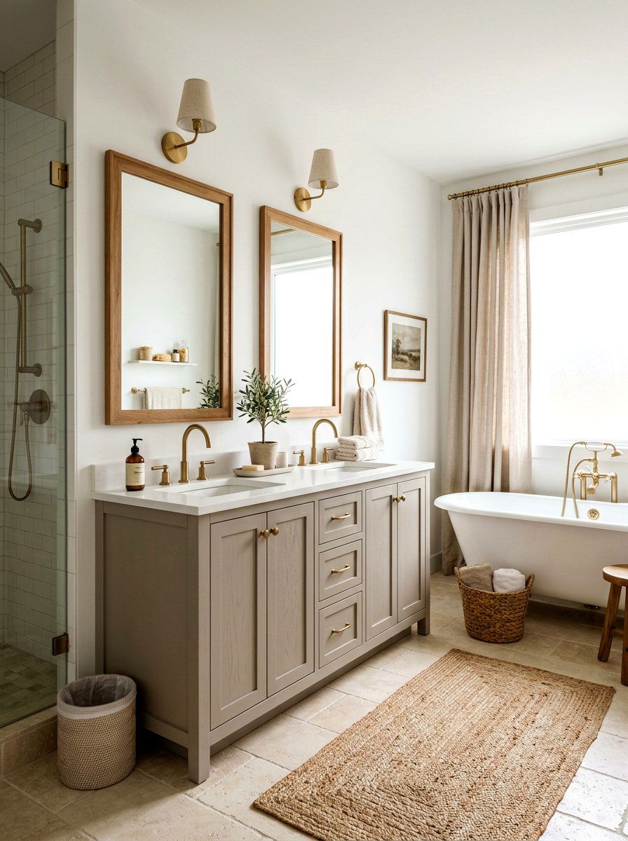 Greige bathroom vanity - 30 painted bathroom vanity ideas