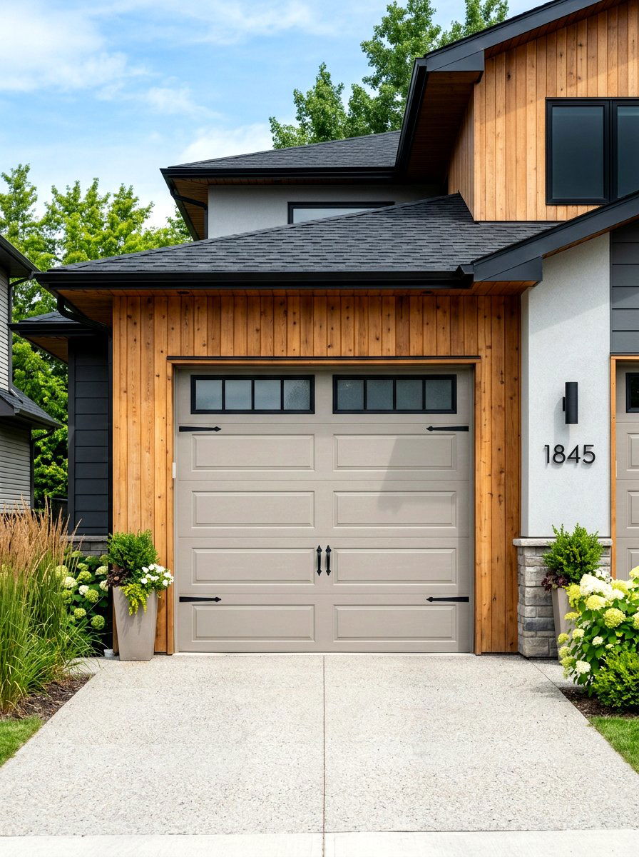 Greige garage door - 30 garage door color ideas