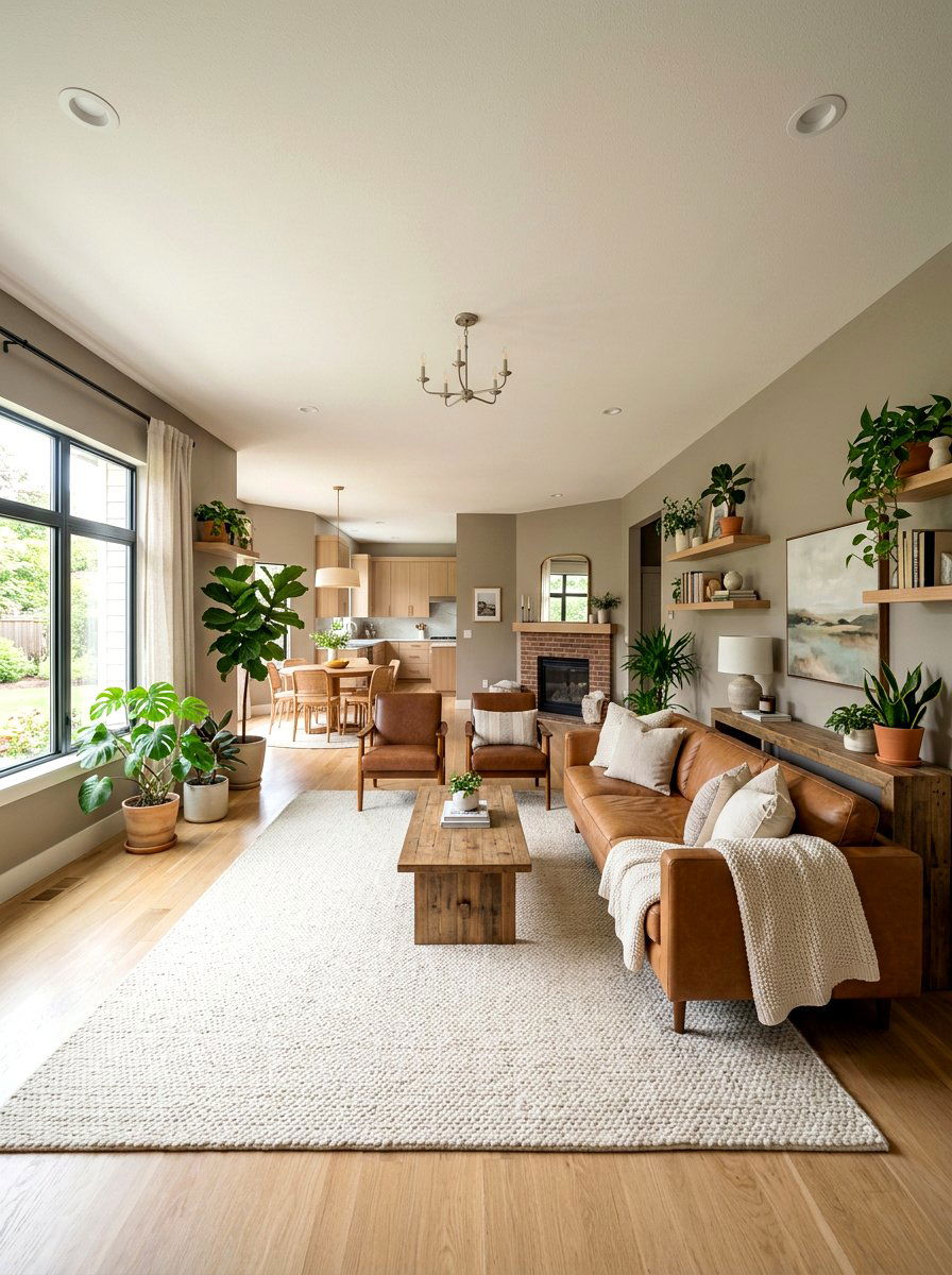 Greige paint living room - 30 earth tone living space ideas