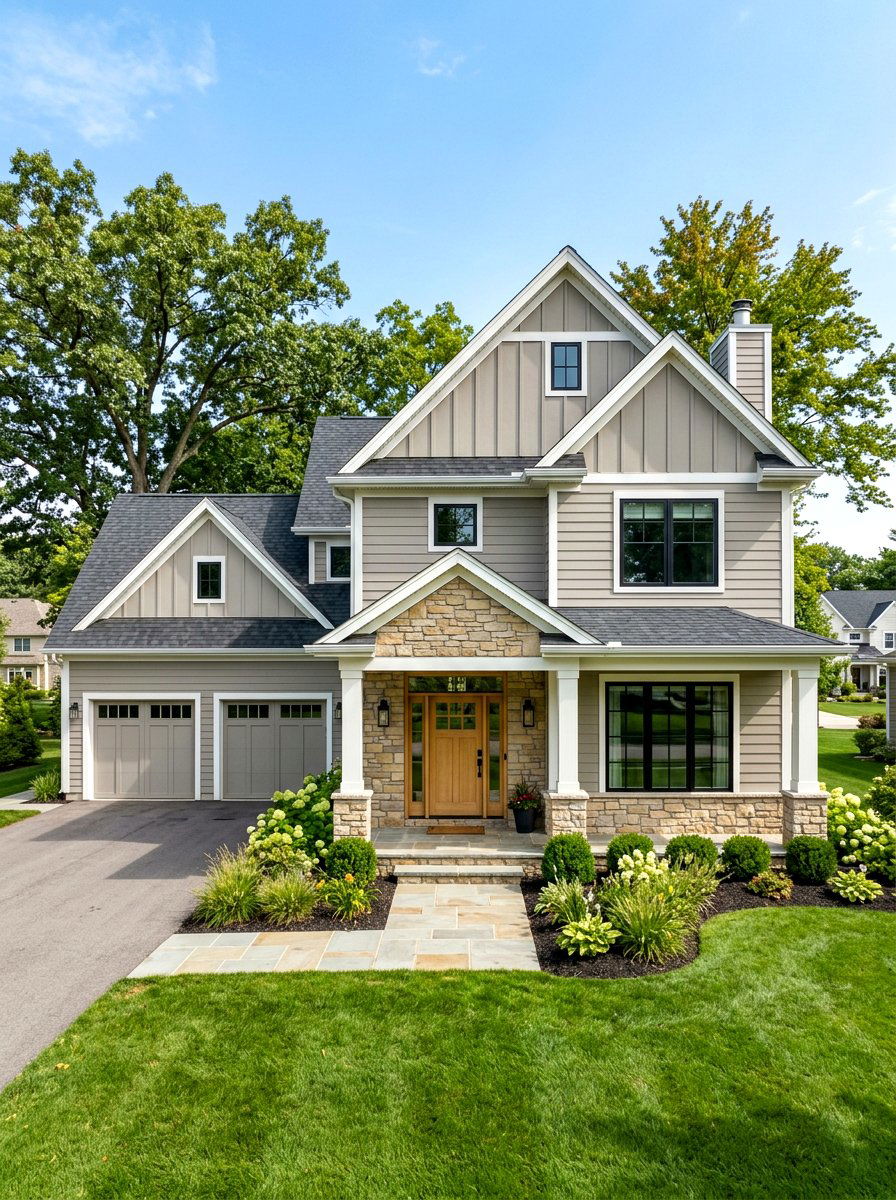 Greige siding - 30 house siding color ideas