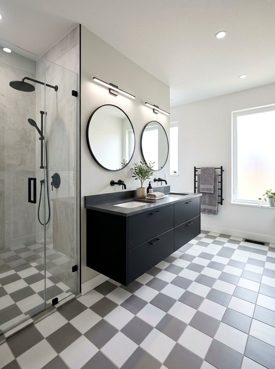 Grey And White Checkerboard Bathroom - 30 checkerboard bathroom floor ideas