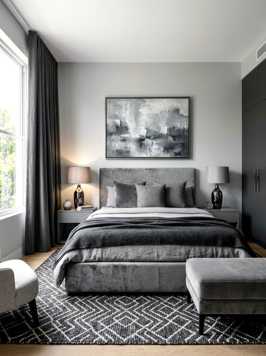 Grey Bedroom - 30 monochromatic bedroom ideas