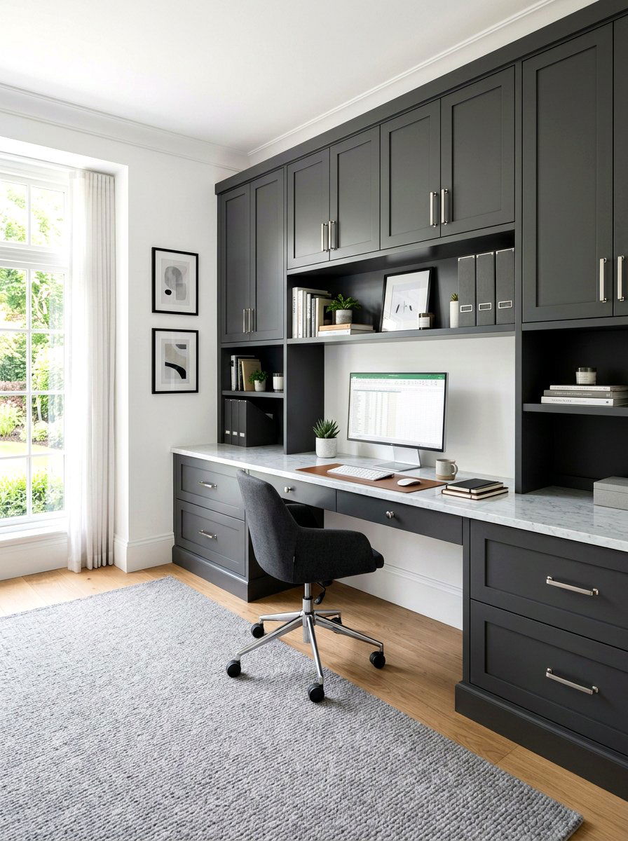 Grey Built In Desk - 30 office built in desk ideas