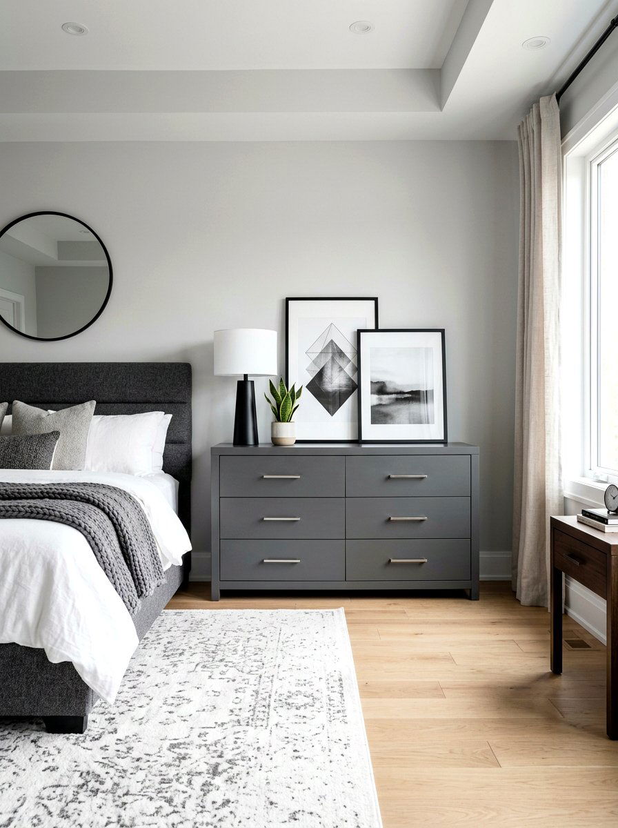 Grey Dresser - 30 guest room dresser ideas