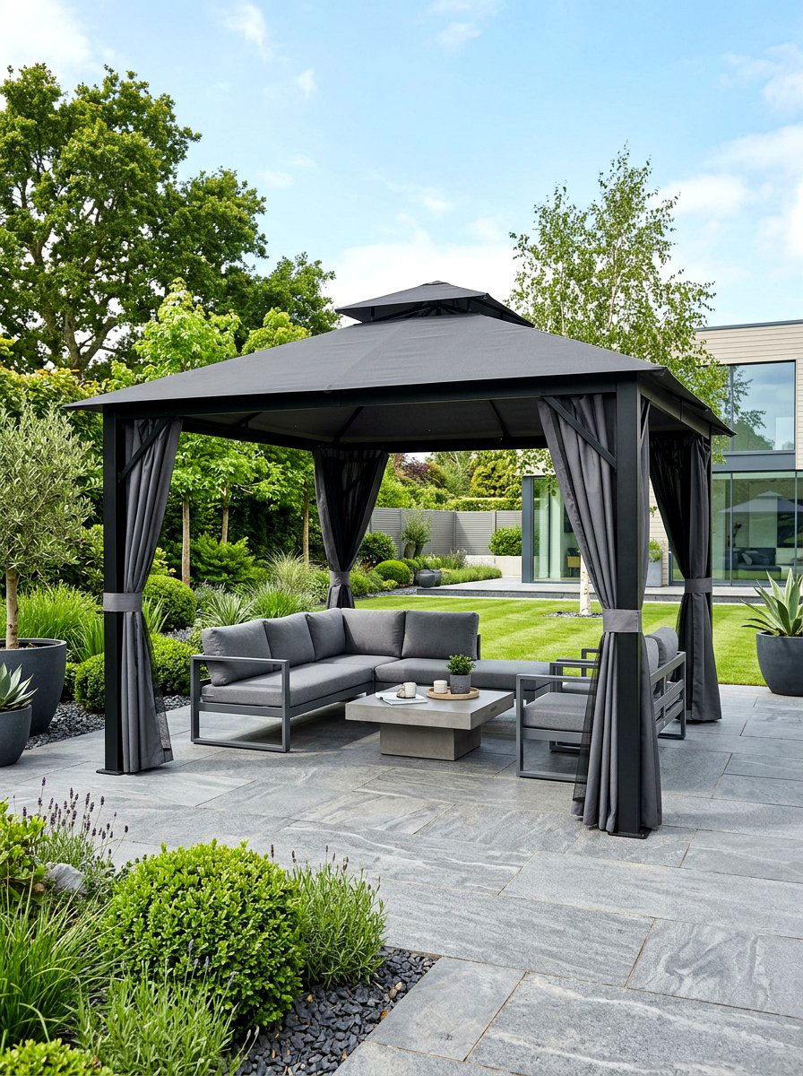 Grey Fabric Gazebo - 30 soft top gazebo ideas