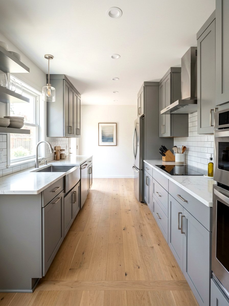 Grey Galley Kitchen - 30 cozy galley kitchen ideas