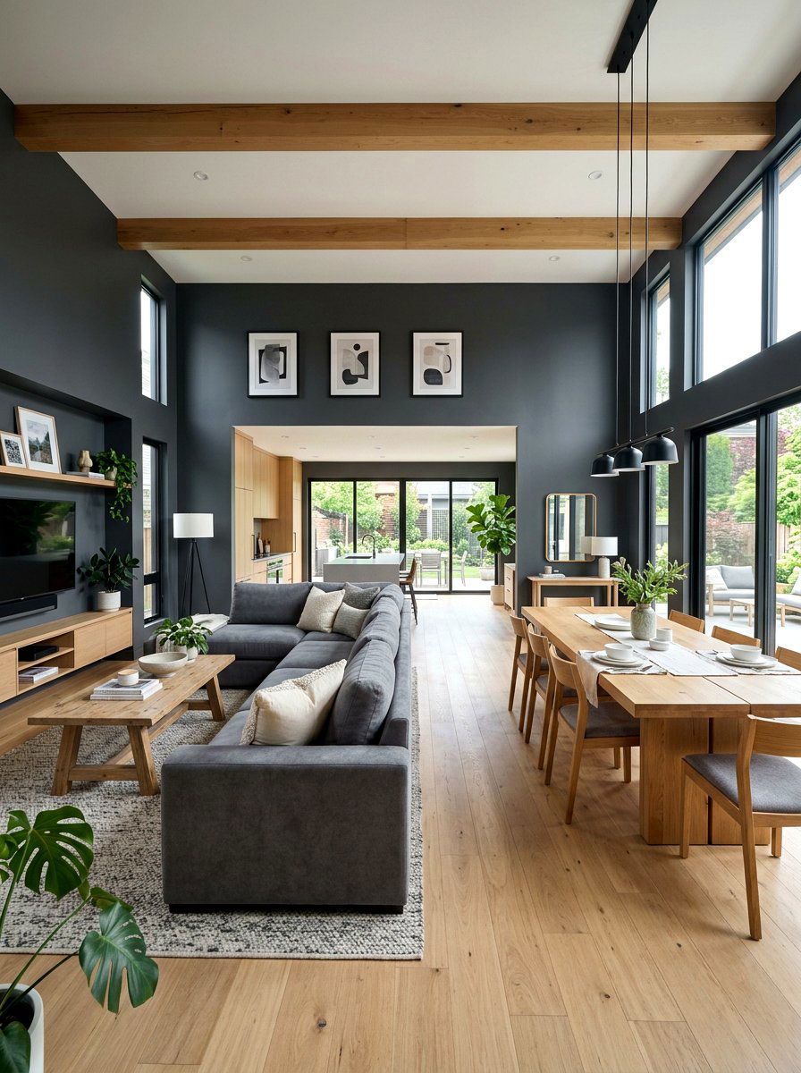 Grey Great Room Wood Accents - 30 great room ideas