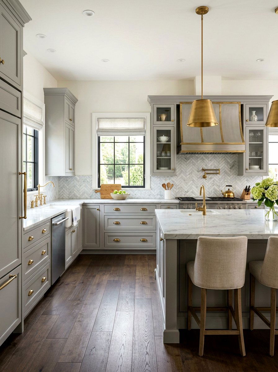 Grey Kitchen Cabinets Antique Brass - 30 brass kitchen hardware ideas