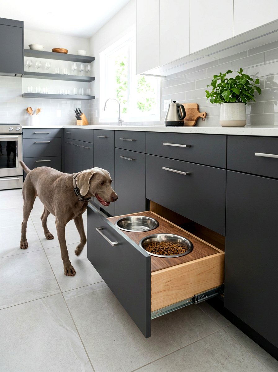 Grey Kitchen Dog Bowl Drawer - 30 dog bowl drawer ideas