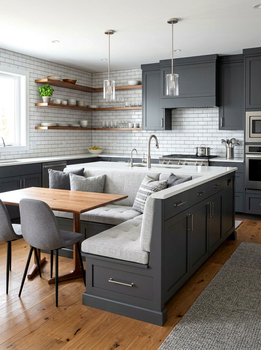 Grey Kitchen Island Banquette - 30 banquette kitchen island ideas