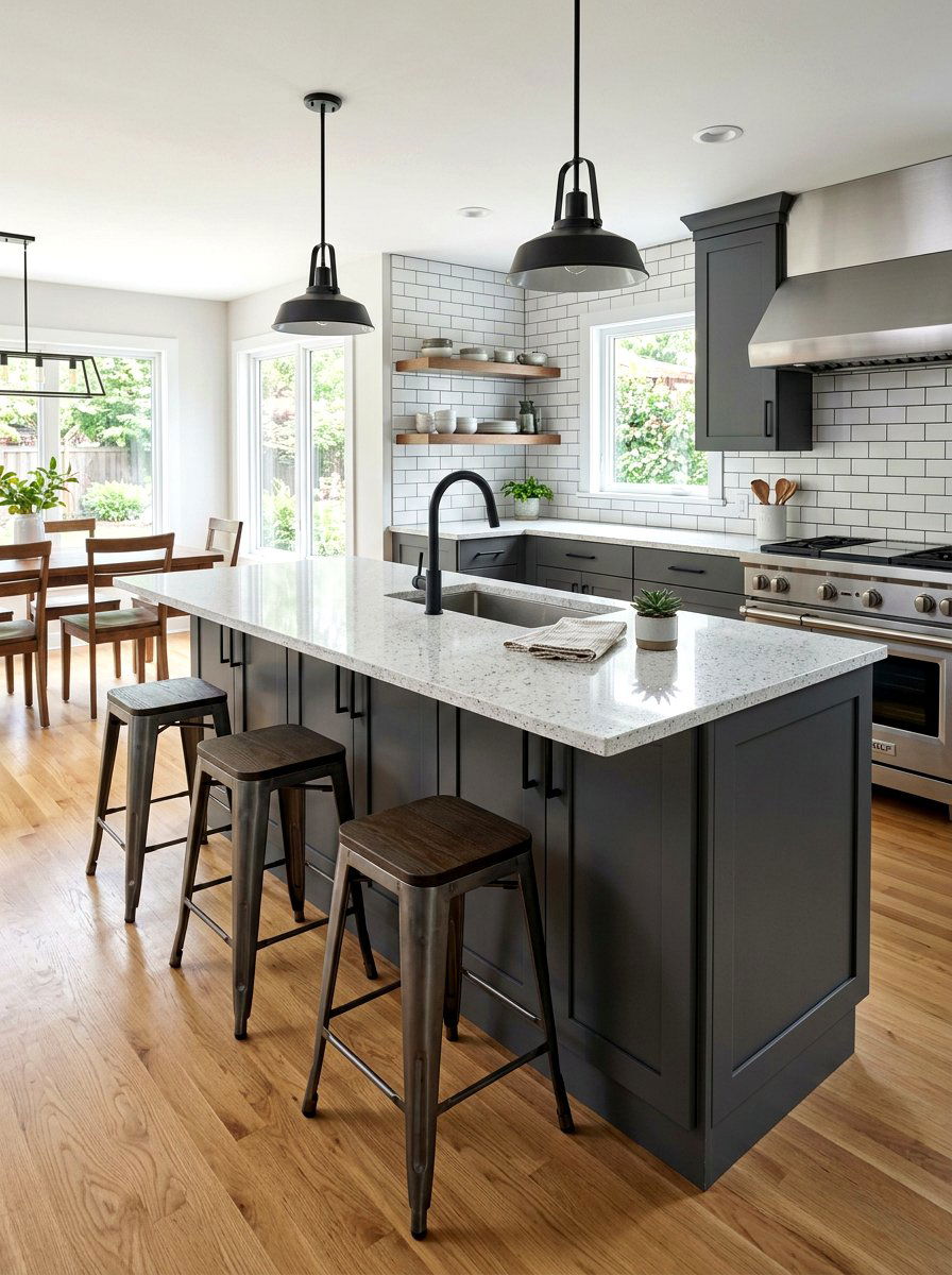 Grey Kitchen Peninsula With Quartz Countertops - 30 kitchen peninsula ideas
