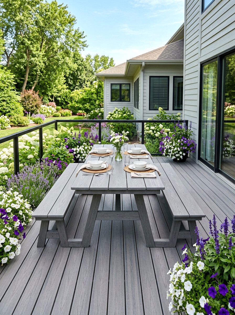 Grey Picnic Table - 30 picnic table patio ideas