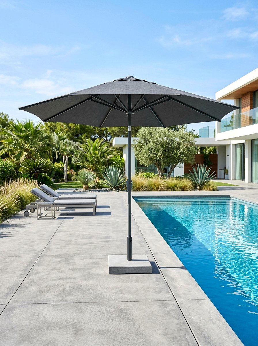 Grey Pool Umbrella - 30 pool umbrella ideas