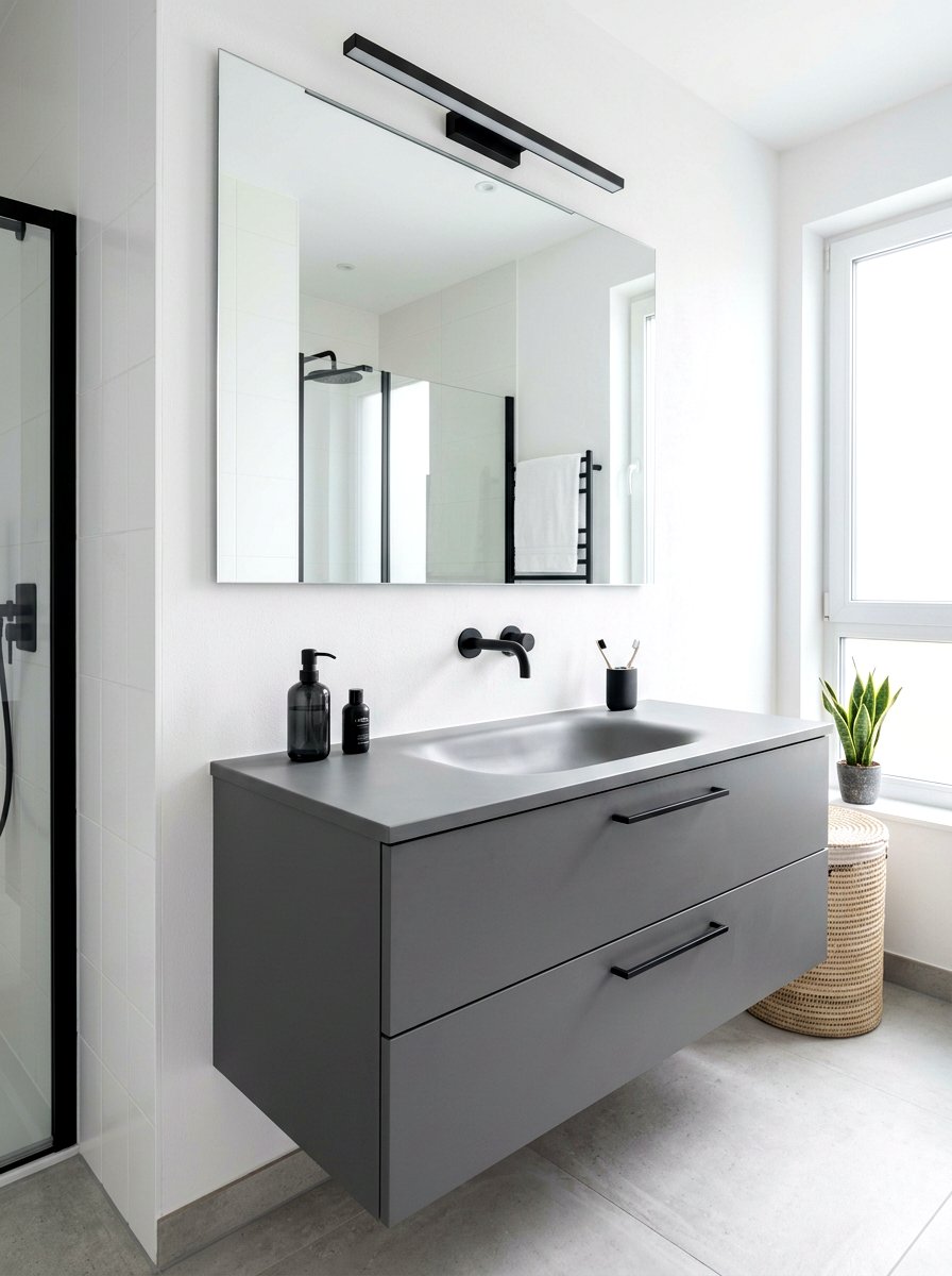 Grey Resin Vanity - 30 integrated vanity sink ideas