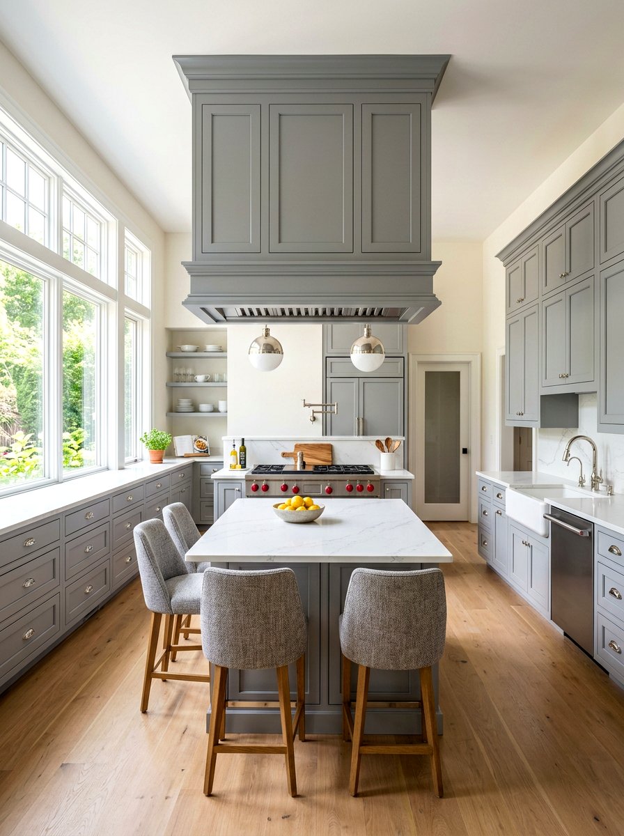 Grey Shaker Kitchen Hood - 30 paneled range hood ideas
