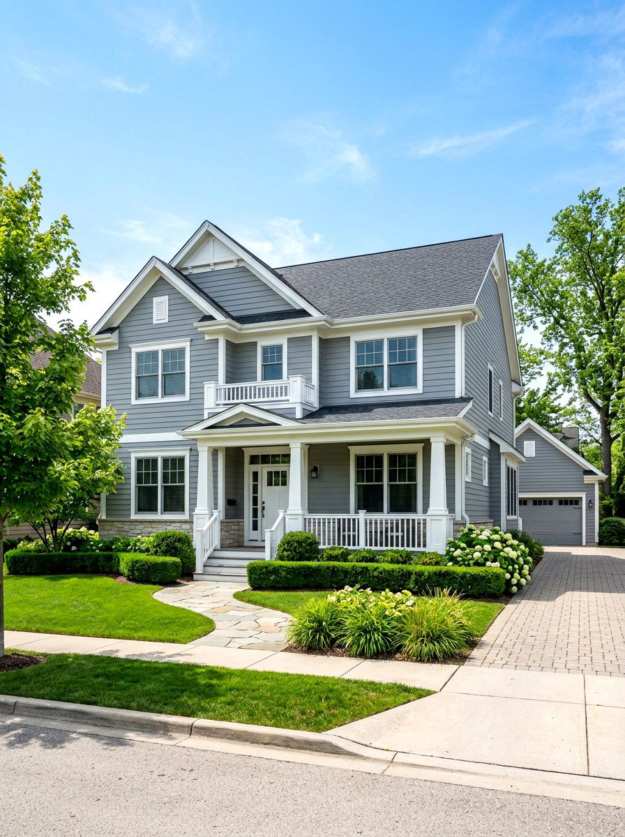 Grey Siding White Trim - 30 house facade ideas