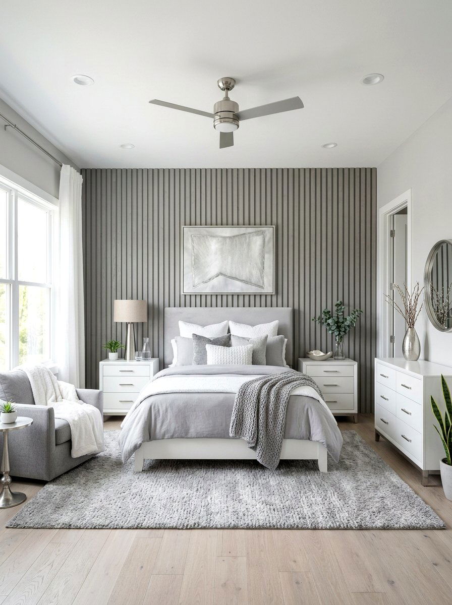 Grey Slat Wall Panel - 30 slat wall headboard ideas