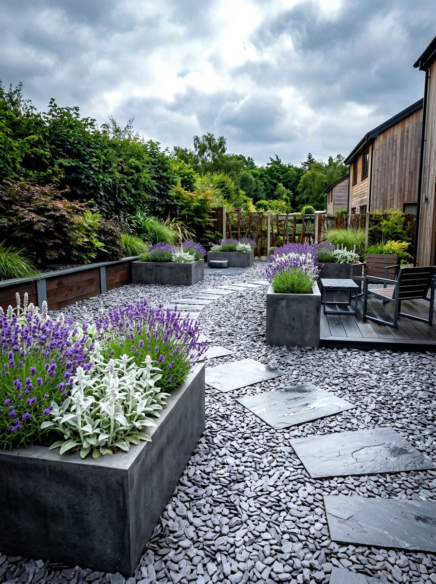 Grey Slate Garden - 30 gravel courtyard ideas