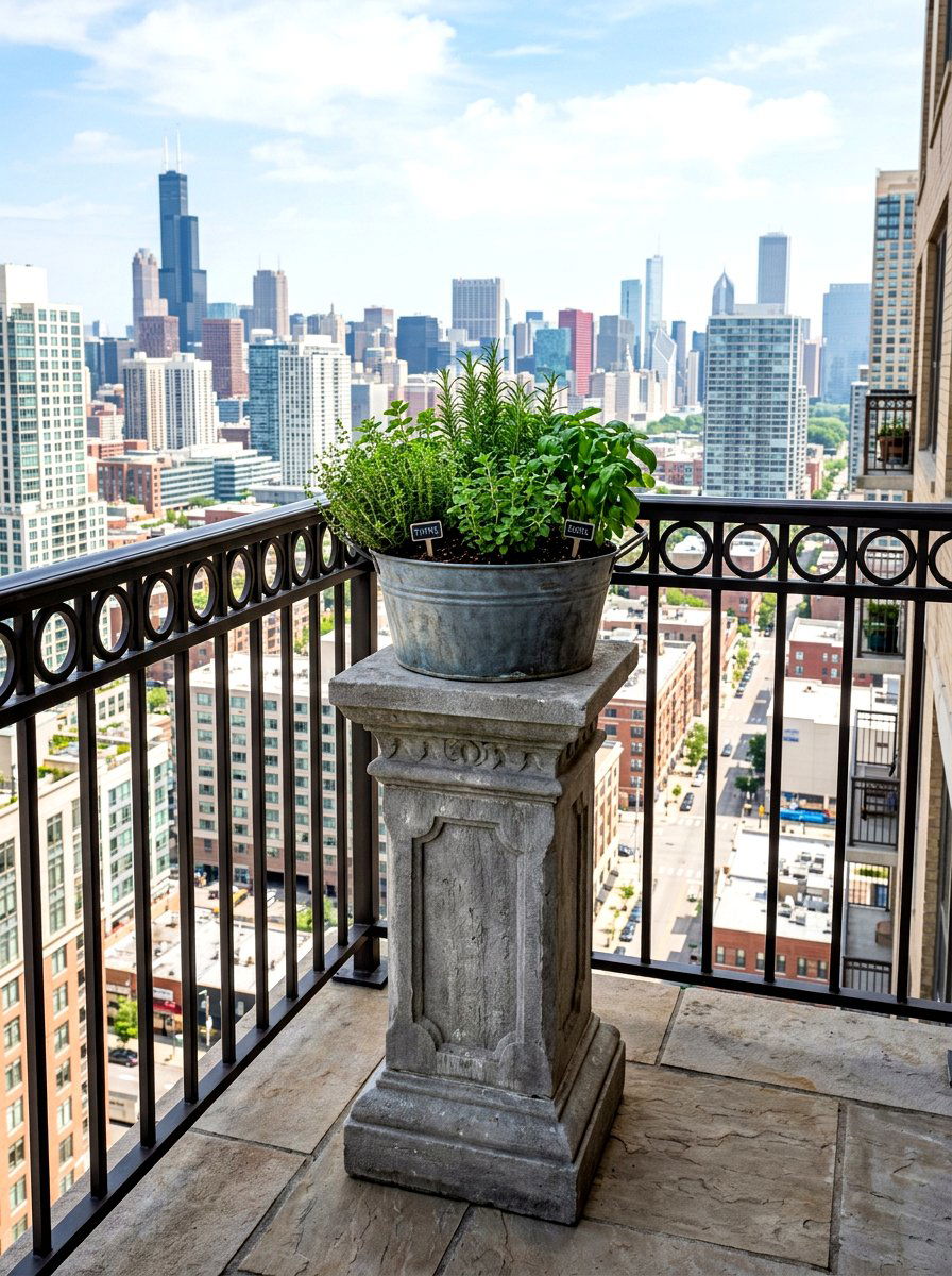 Grey Stone Pedestal Balcony - 30 stone pedestal decor ideas