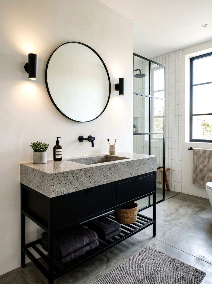 Grey Terrazzo Vanity - 30 terrazzo bathroom ideas