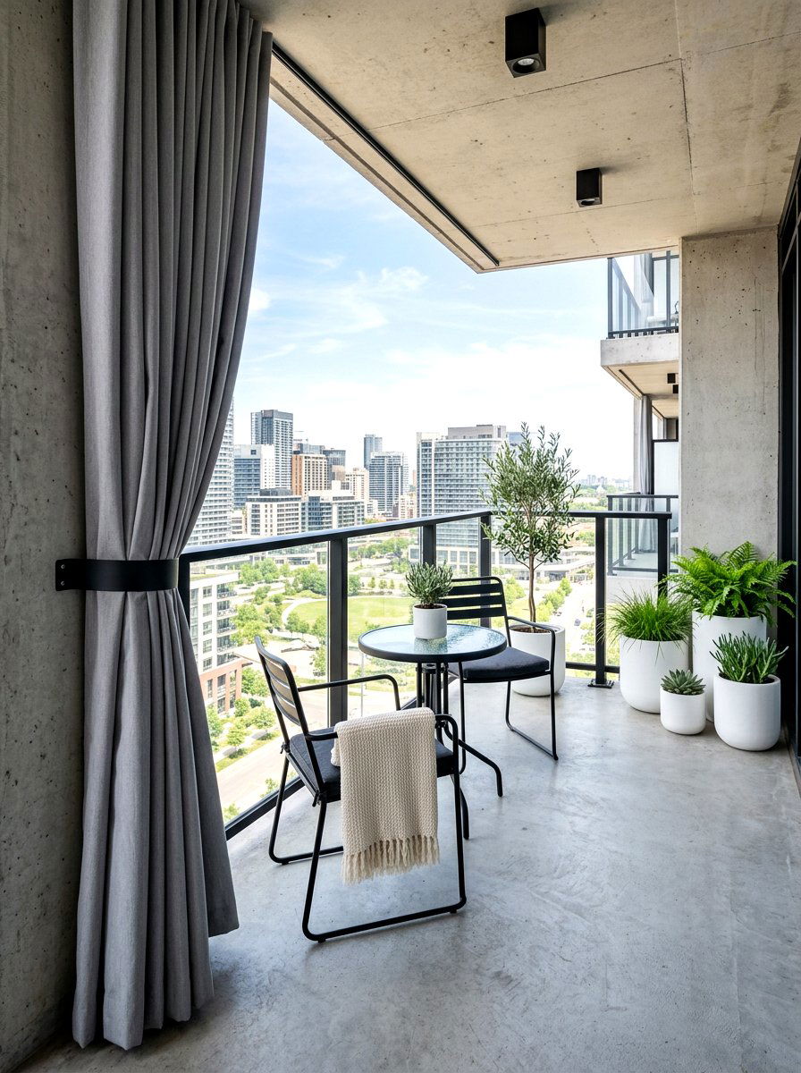 Grey Weather Resistant Curtains - 30 balcony privacy curtain ideas aesthetic