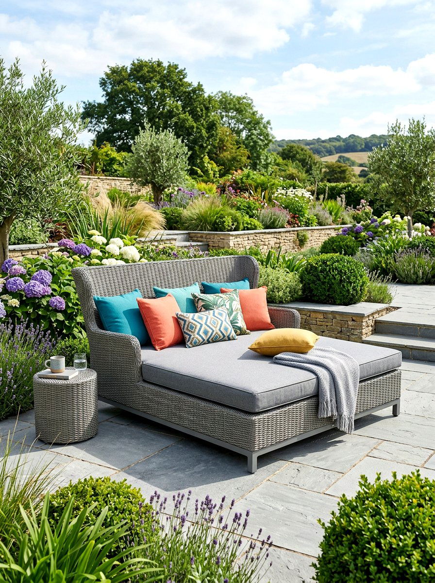 Grey Weatherproof Daybed - 30 cabana bed patio ideas