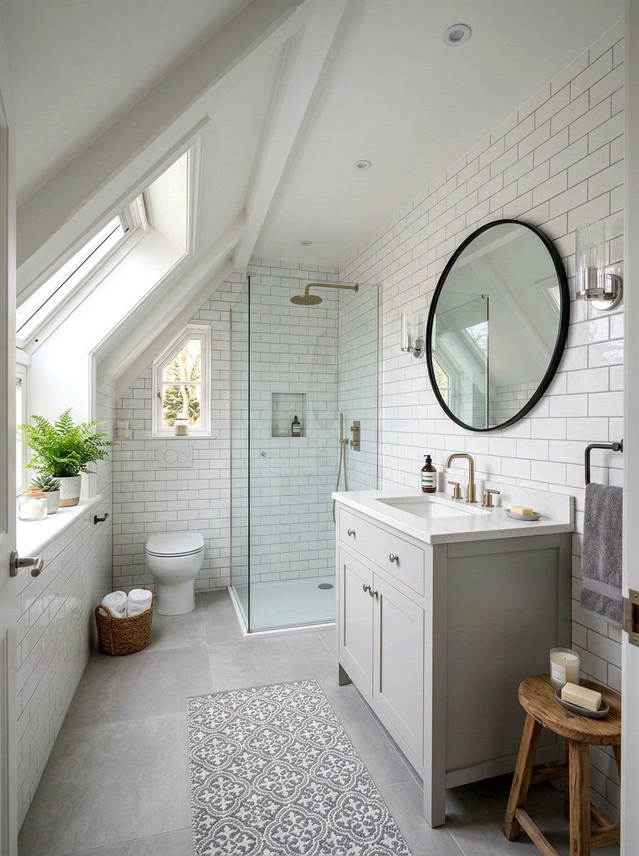 Grey and white attic bathroom - 30 attic bathroom ideas