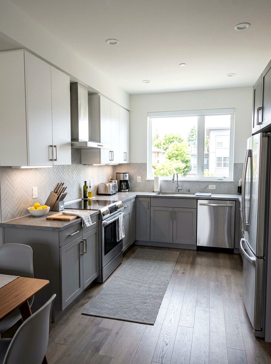 Grey and white rental kitchen - 30 rental kitchen glow up ideas