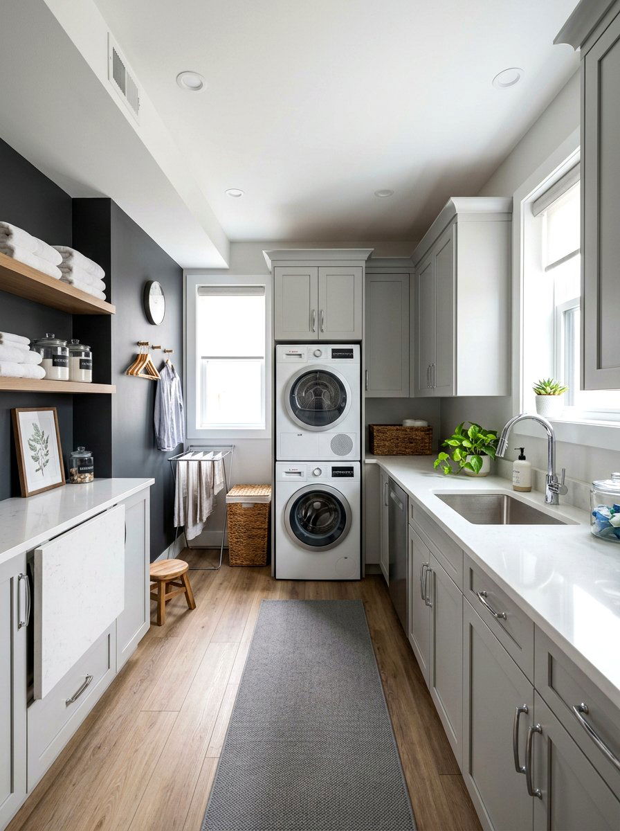 Grey basement laundry room - 30 basement laundry area ideas