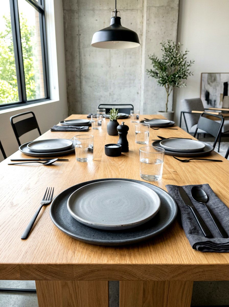 Grey ceramic dinnerware - 30 neutral tablescape ideas