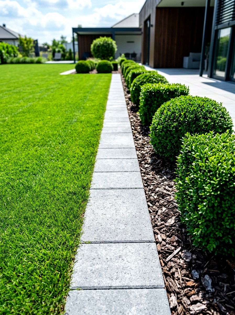 Grey concrete paver edging - 30 paver garden border ideas