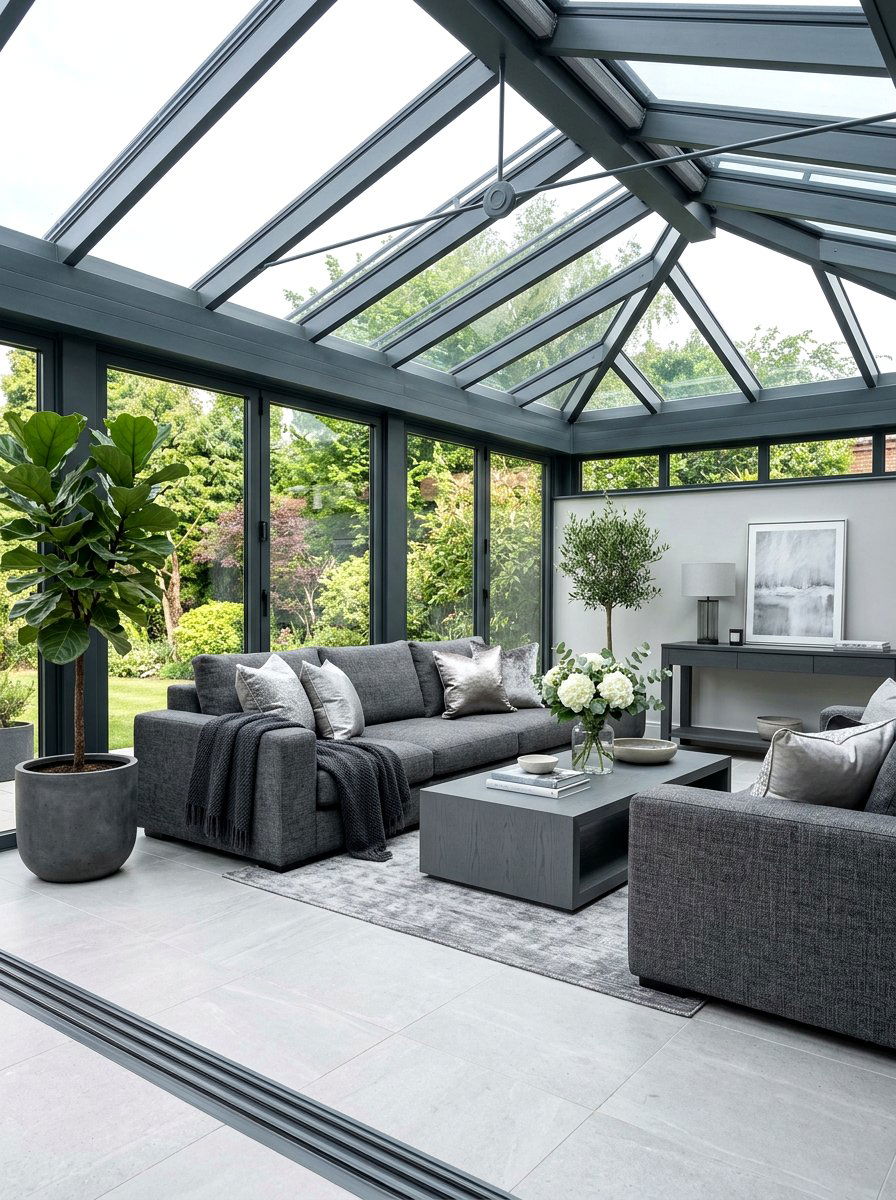 Grey conservatory interiors - 30 conservatory decor ideas