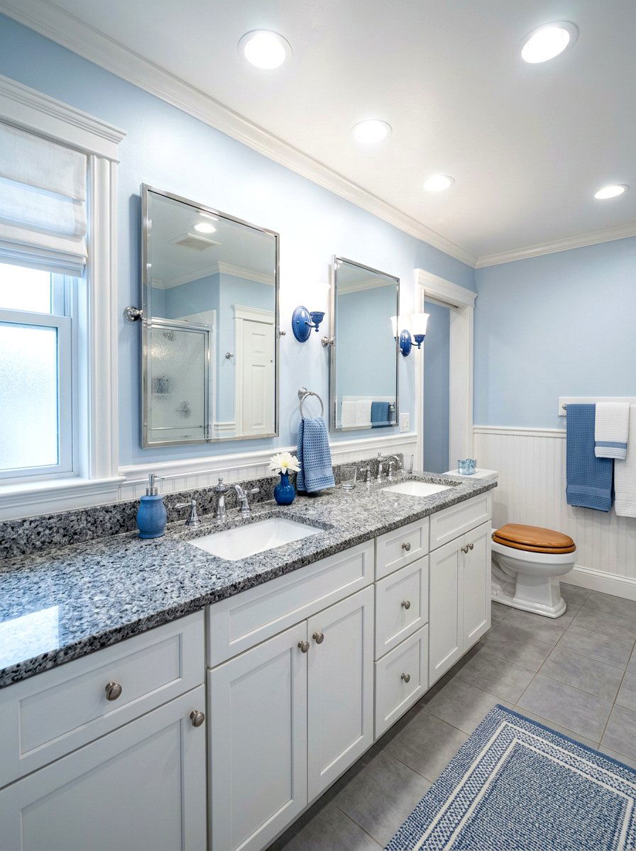 Grey granite bathroom vanity - 30 integrated sink countertop ideas