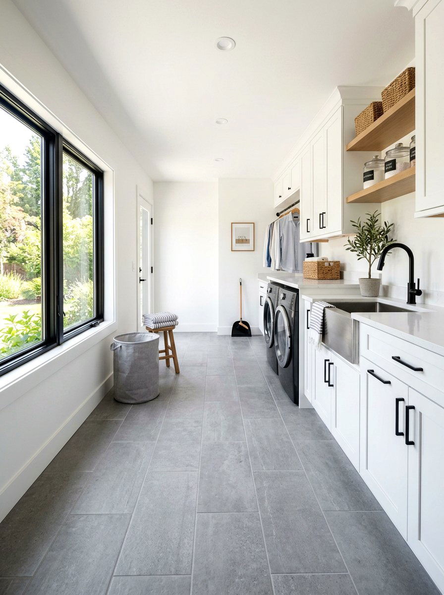 Grey laundry room tile - 30 modern laundry room ideas