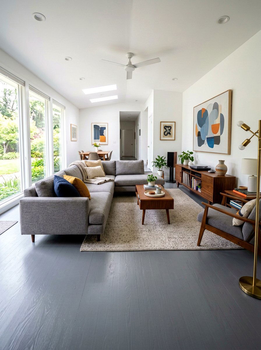 Grey painted floor - 30 painted floor ideas