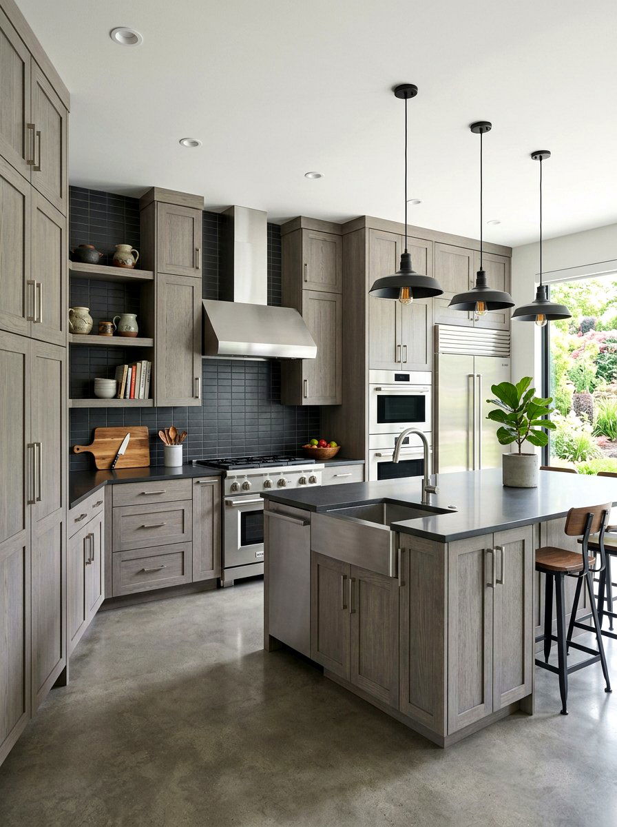 Grey stained oak kitchen cabinets - 30 oak kitchen cabinet ideas
