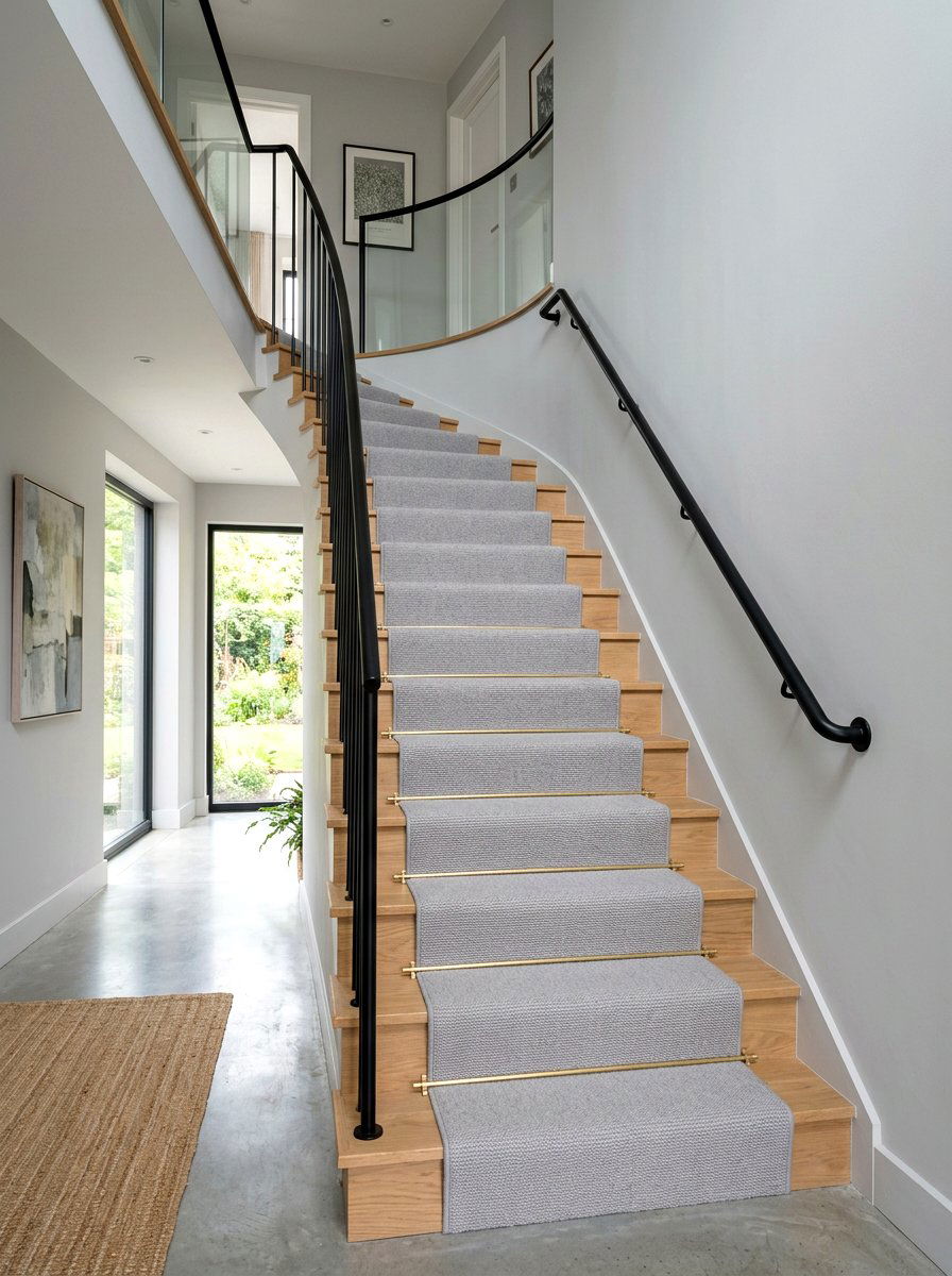 Grey stair runner - 30 stair runner ideas