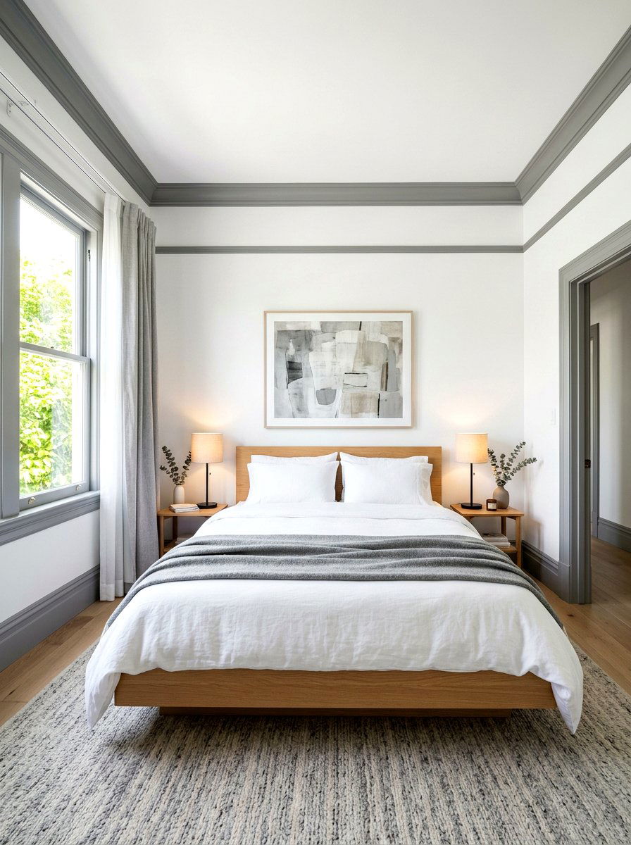 Grey trim bedroom - 30 painted trim room ideas