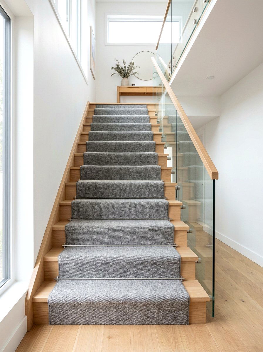 Grey wool stair runner - 30 staircase runner ideas