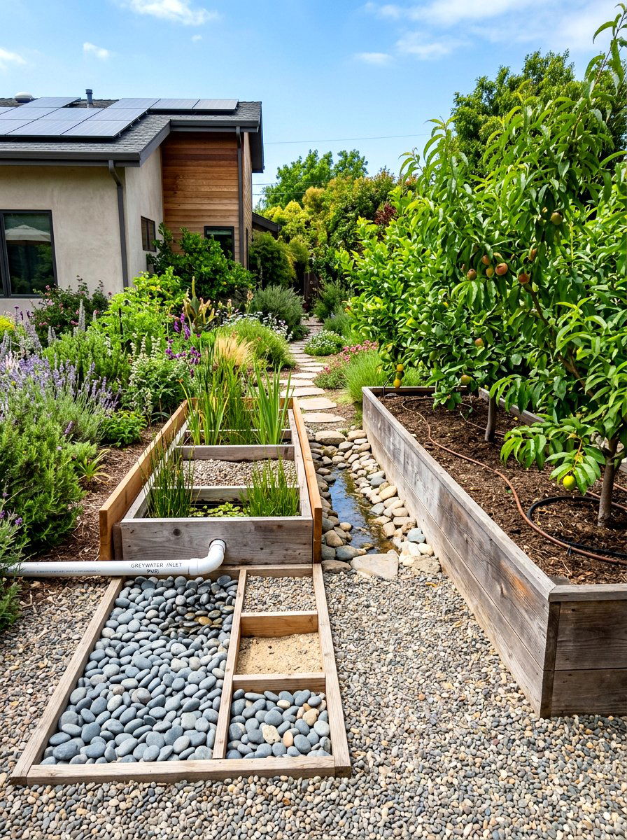 Greywater garden filter - 30 raised bed irrigation ideas
