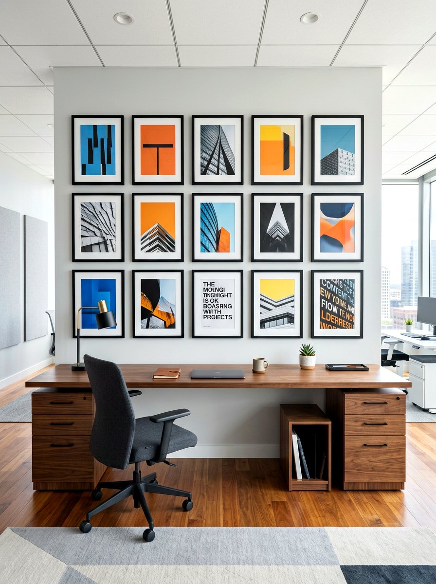 Grid Gallery Wall - 30 art wall office ideas