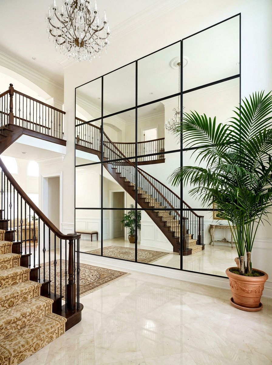 Grid Mirror Wall - 30 foyer mirror wall ideas