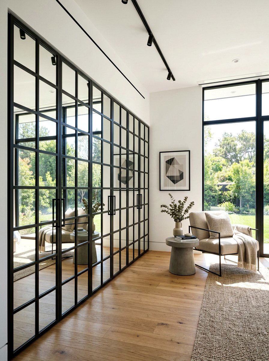 Grid Pattern Mirrored Closet - 30 mirrored closet ideas
