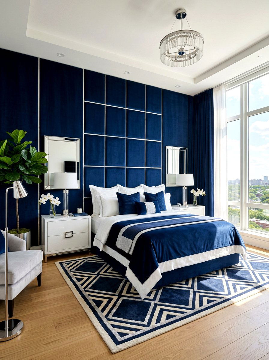 Grid Pattern Padded Wall - 30 upholstered wall bedroom ideas